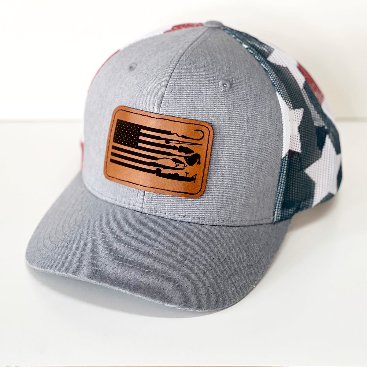 Patriotic Fishing Flag Hat – Weathered Door